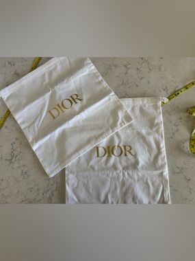 Dior White Pouch with Gold Logo set of 2